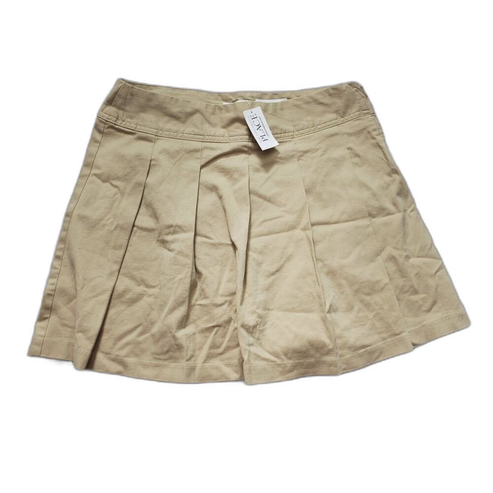 The Children's Place 2043300 Girls Pleated Uniform Skort Size 16 Beige NWT